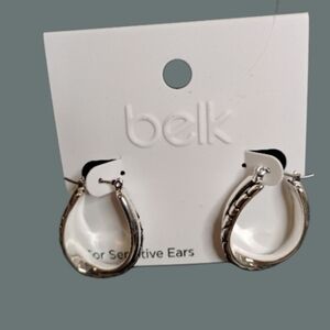 Belk Silver and Black‎ Double Oval Hoops for Sensitive Ears